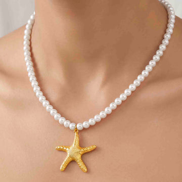 PRAO Necklace Anti-Tarnish Pearl Starfish
