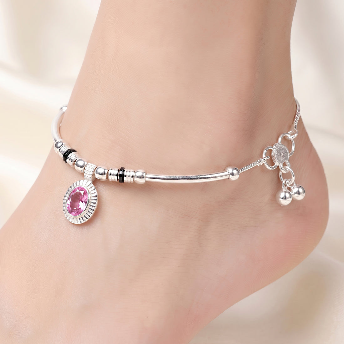 PRAO Anklet Anti-Tarnish Pink Sunburst Charm