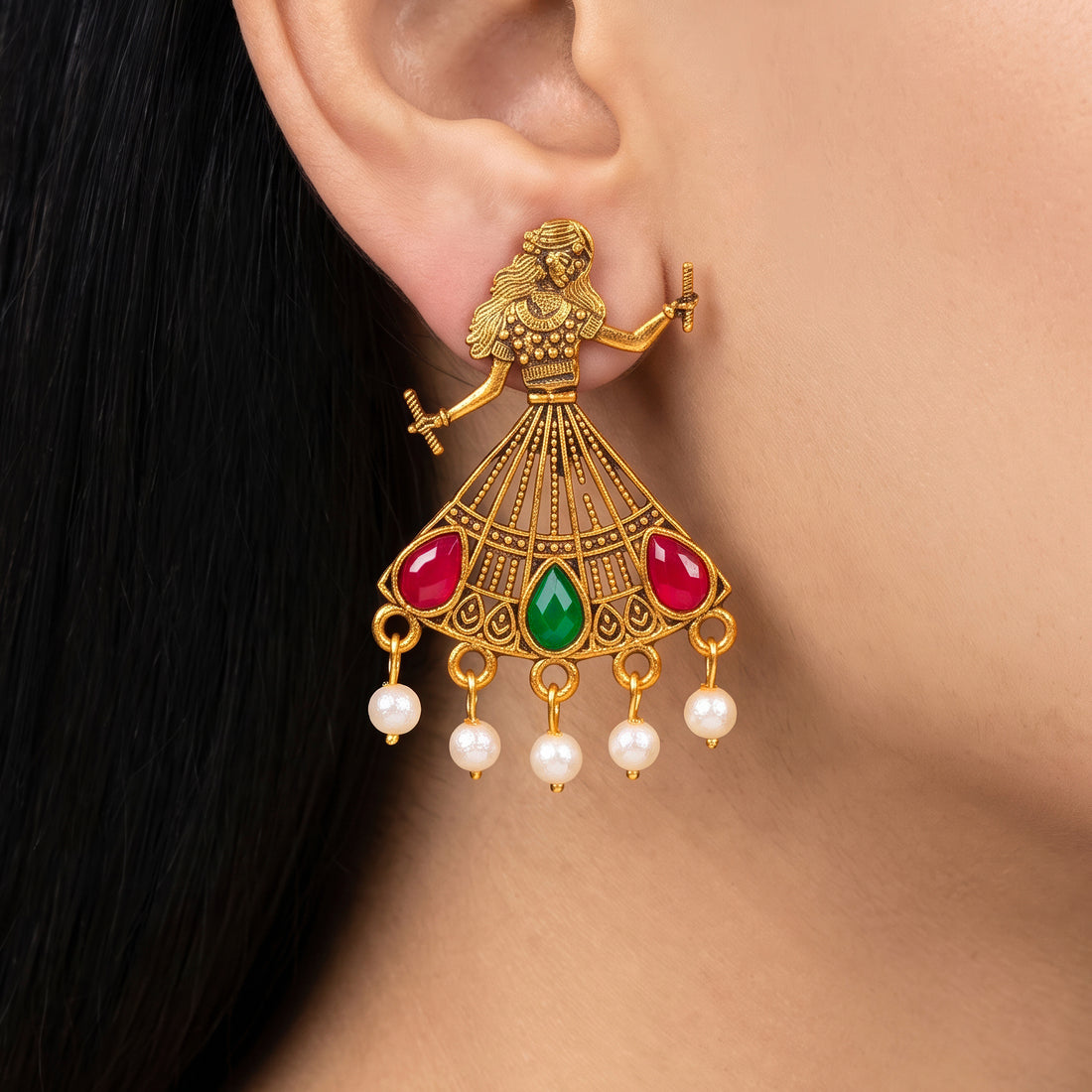 PRAO Earrings Anti-Tarnish Dancing Lady Danglers