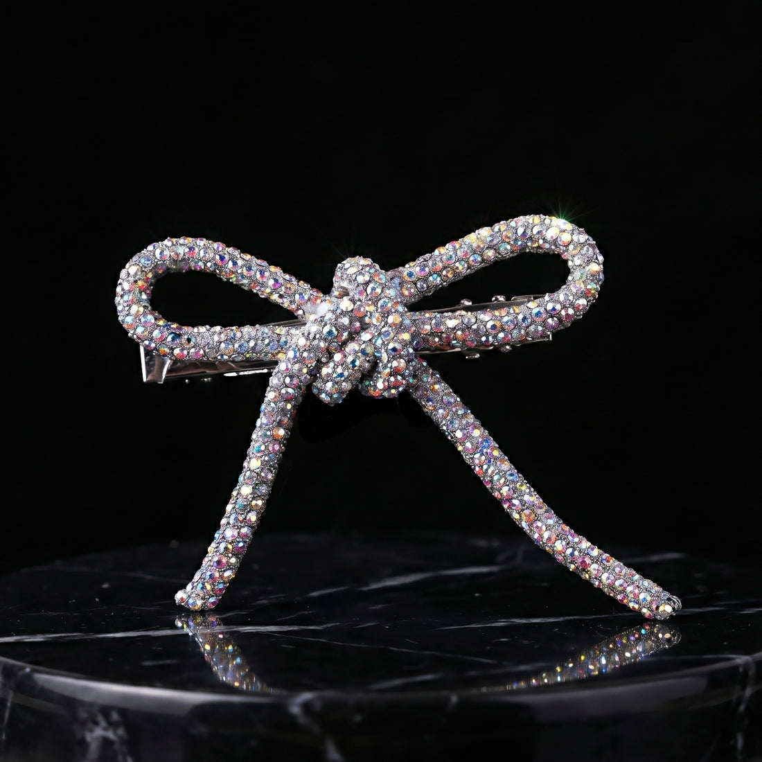 PRAO Hair Clip Anti-Tarnish Rainbow Crystal Bow Barrette