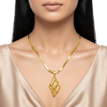 PRAO Necklace Anti-Tarnish Abstract Diamond Pendant