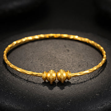 PRAO Bracelet Anti-Tarnish Gold Plated Textured Bangle (Adjustable Size)