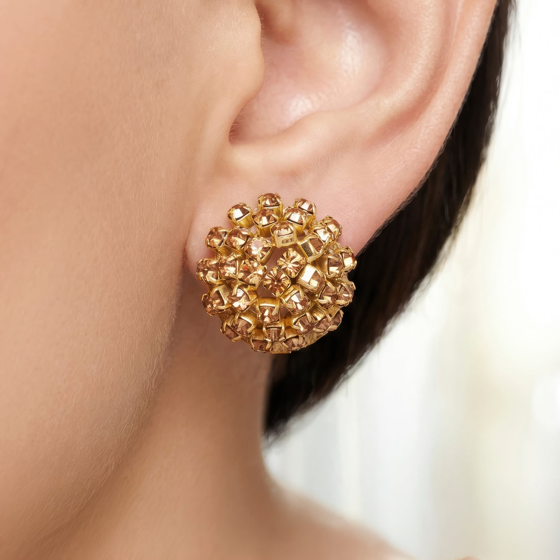PRAO Earrings Anti-Tarnish Rhinestone Wrapped Ball