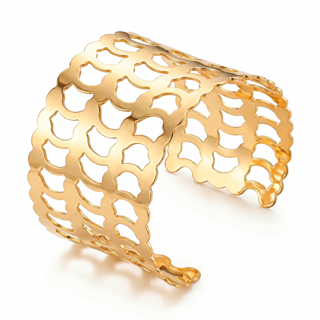 PRAO Bracelet Anti-Tarnish Geometric Cuff Bangle (Adjustable Size)