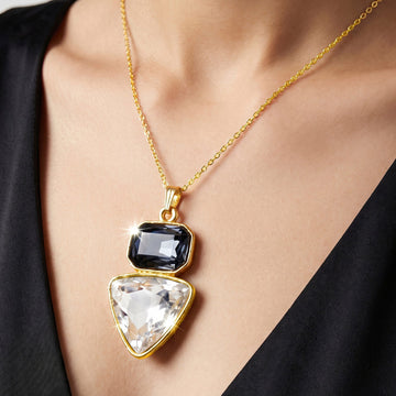 PRAO Necklace Anti-Tarnish Gold Plated Crystal Set