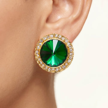 PRAO Earrings Anti-Tarnish Emerald Crystal Studs