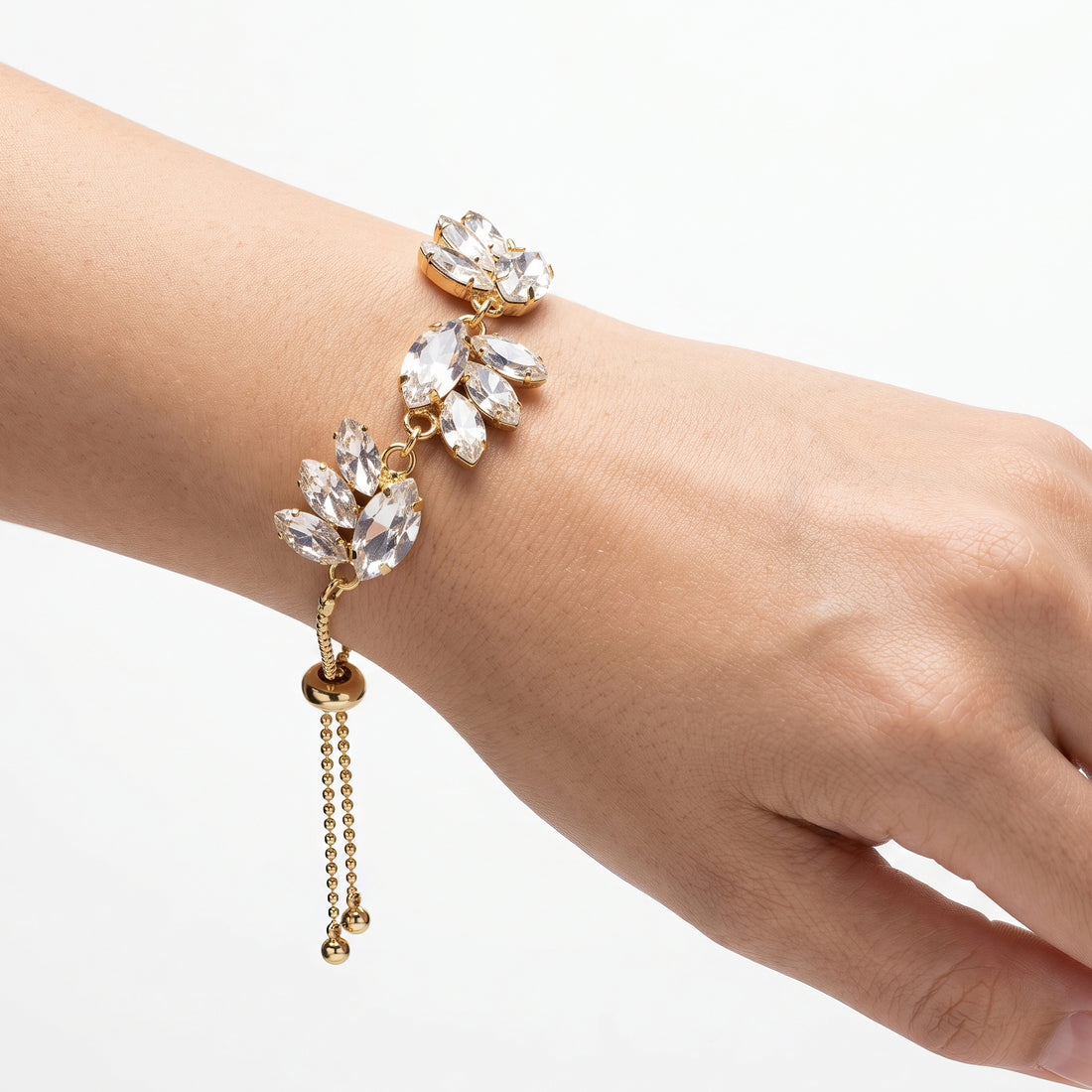 PRAO Bracelet Anti-Tarnish Crystal Leaf Link (Adjustable Size)