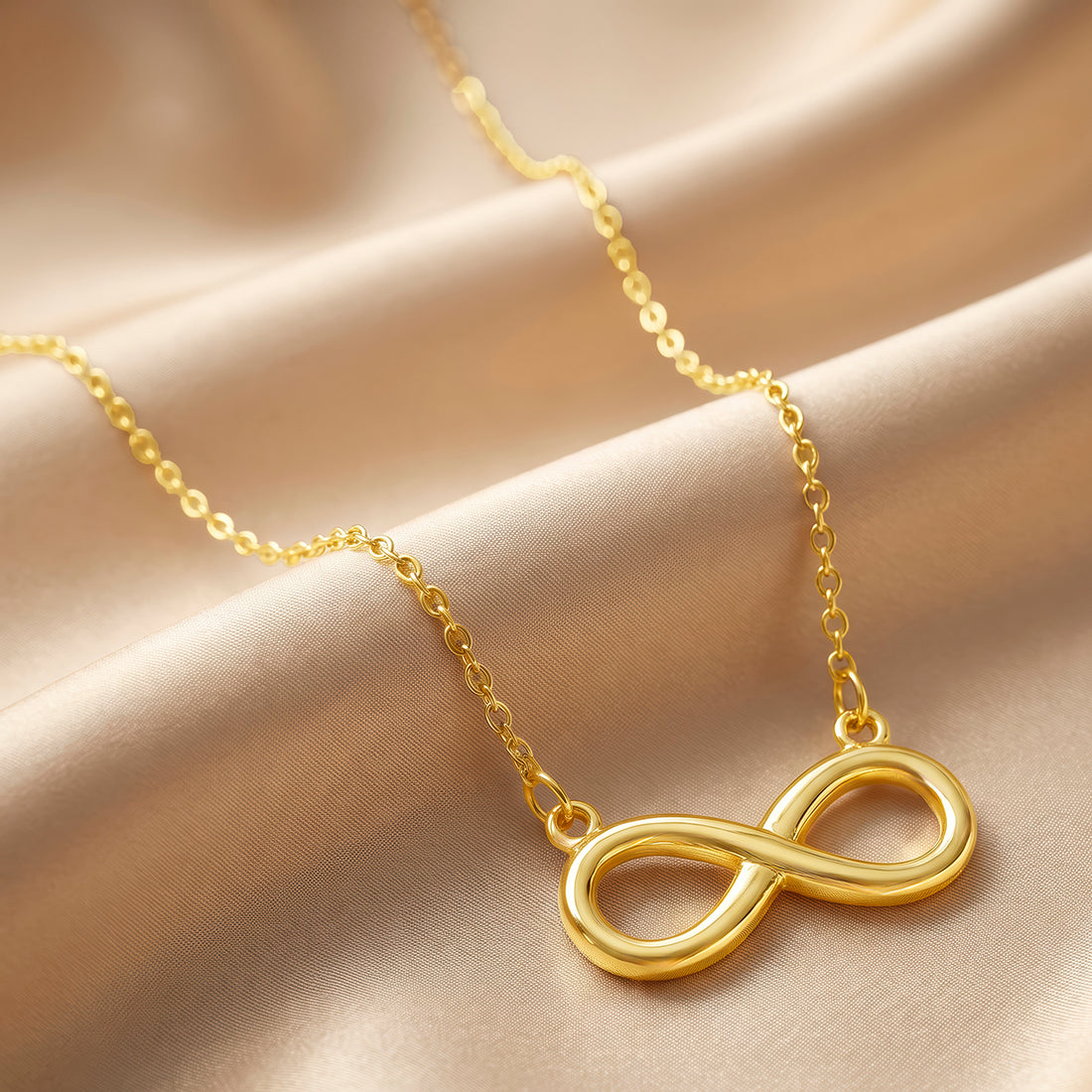 PRAO Necklace Anti-Tarnish Gold Plated Infinity Pendant