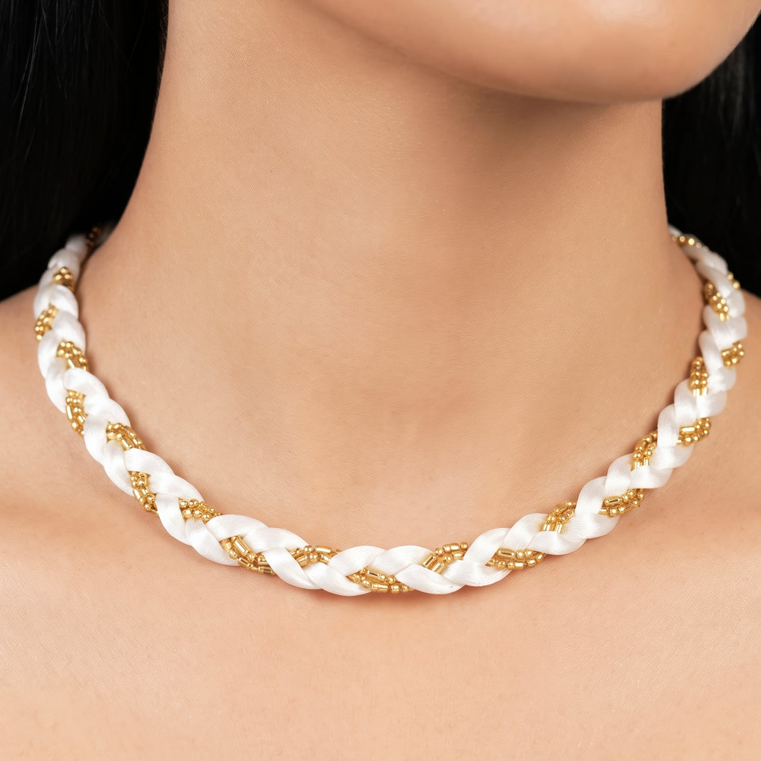 PRAO Necklace Anti-Tarnish Braided Choker Set With Earrings