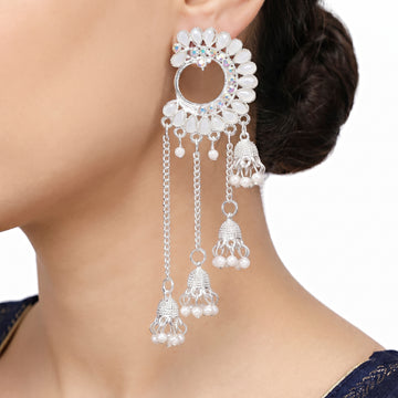 PRAO Earrings Anti-Tarnish Pearl Crescent Jhumka