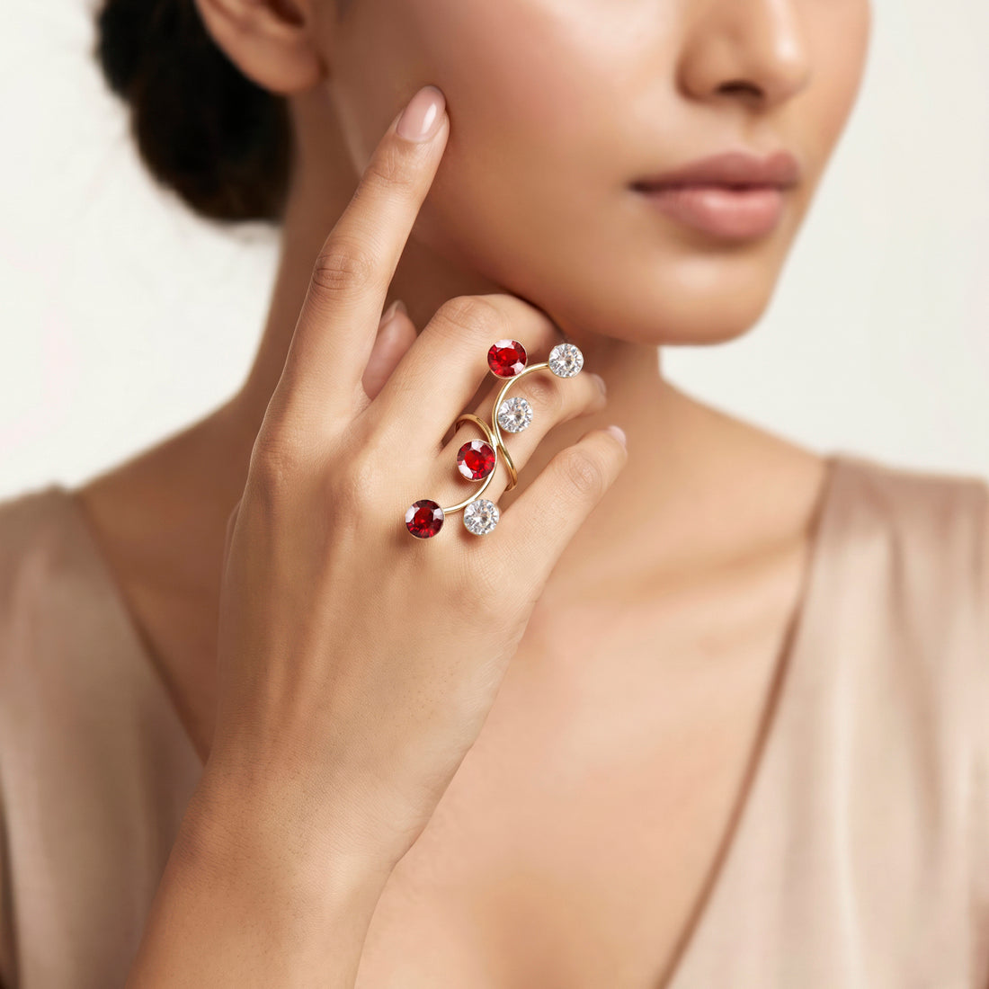 PRAO Ring Anti-Tarnish Wavy Openable Crystal (Adjustable Size)