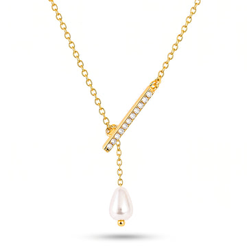 PRAO Necklace Anti-Tarnish Baroque Pearl Bar Chain