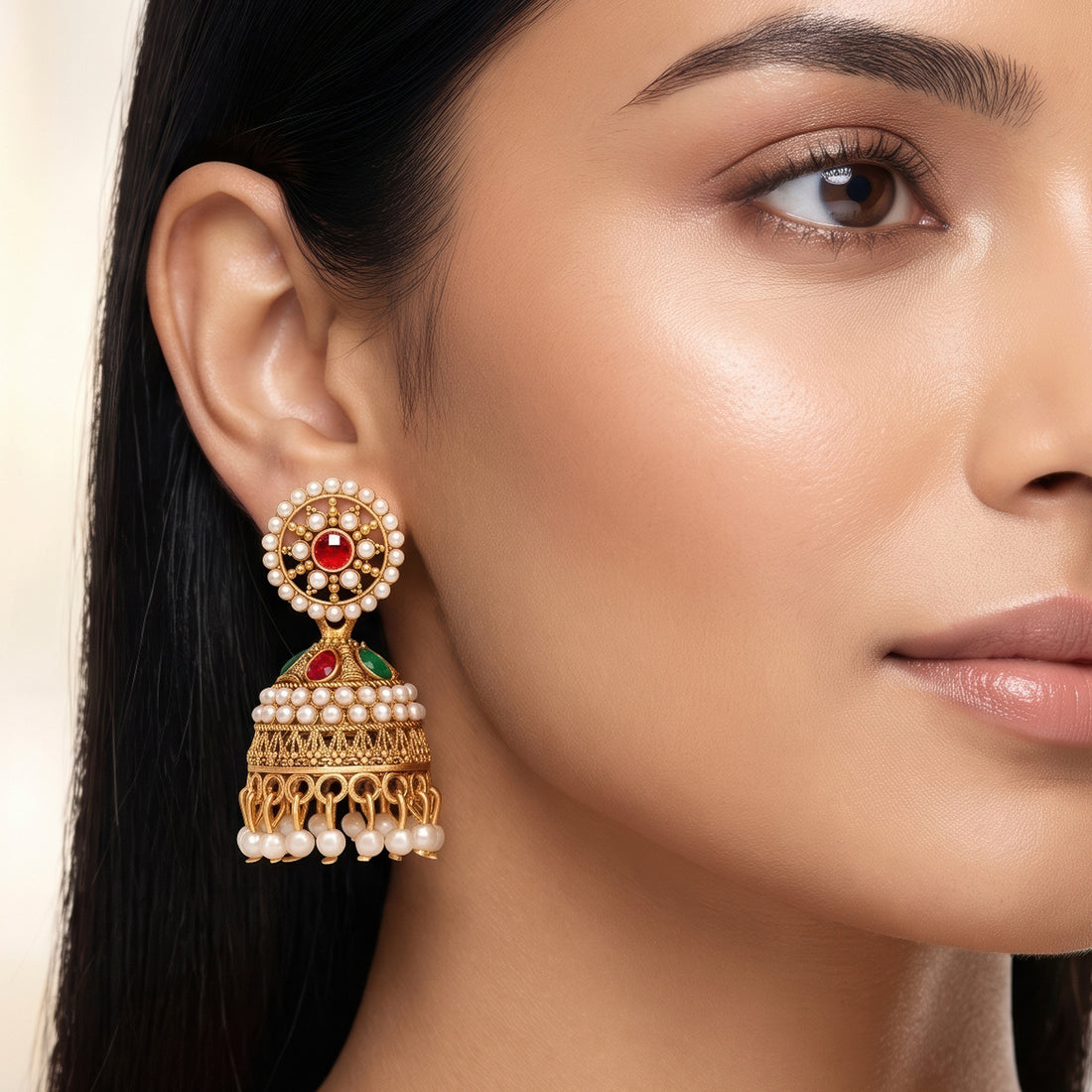 PRAO Earrings Anti-Tarnish Multicolor Jhumka