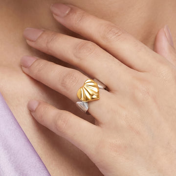 PRAO Ring Anti-Tarnish Textured Heart (Adjustable Size)