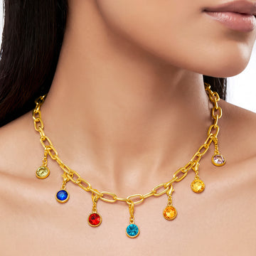 PRAO Necklace Anti-Tarnish Rainbow Charms