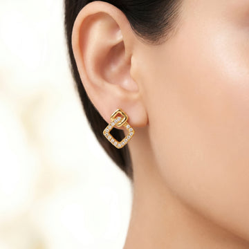 PRAO Earrings Anti-Tarnish Rhombus Pave Studs