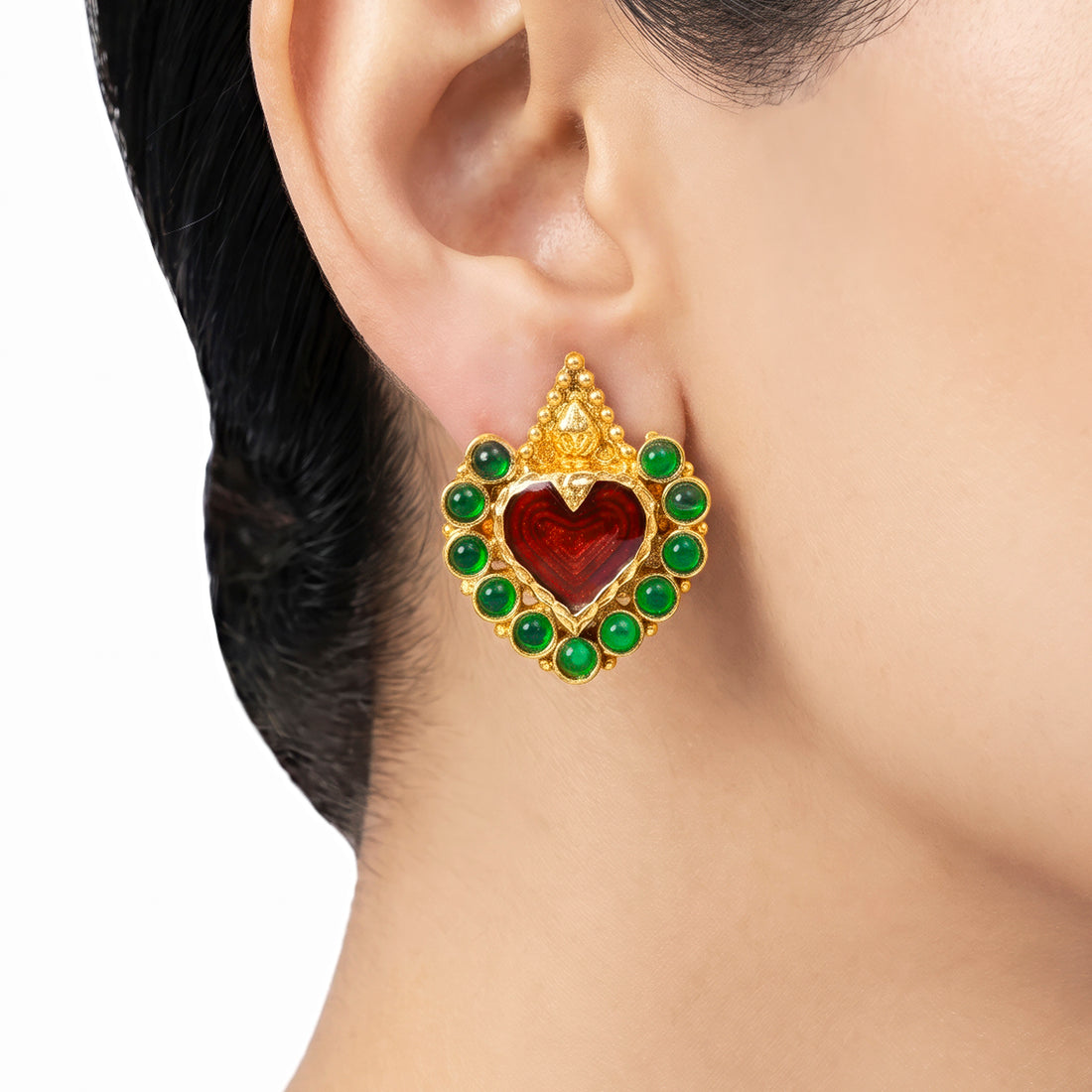 PRAO Earrings Anti-Tarnish Heart Enamel Studs