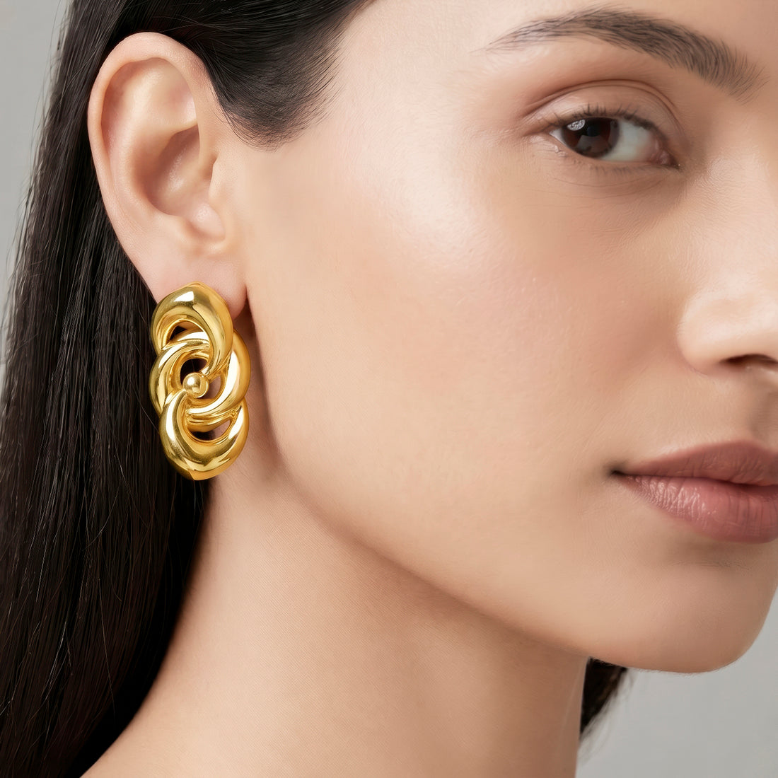 PRAO Earrings Anti-Tarnish Interlocking Multi-Loop Swirl
