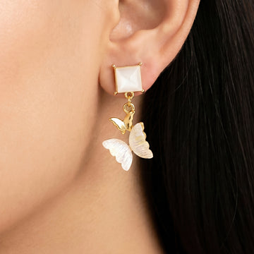 PRAO Earrings Anti-Tarnish Butterfly Charm Dangles