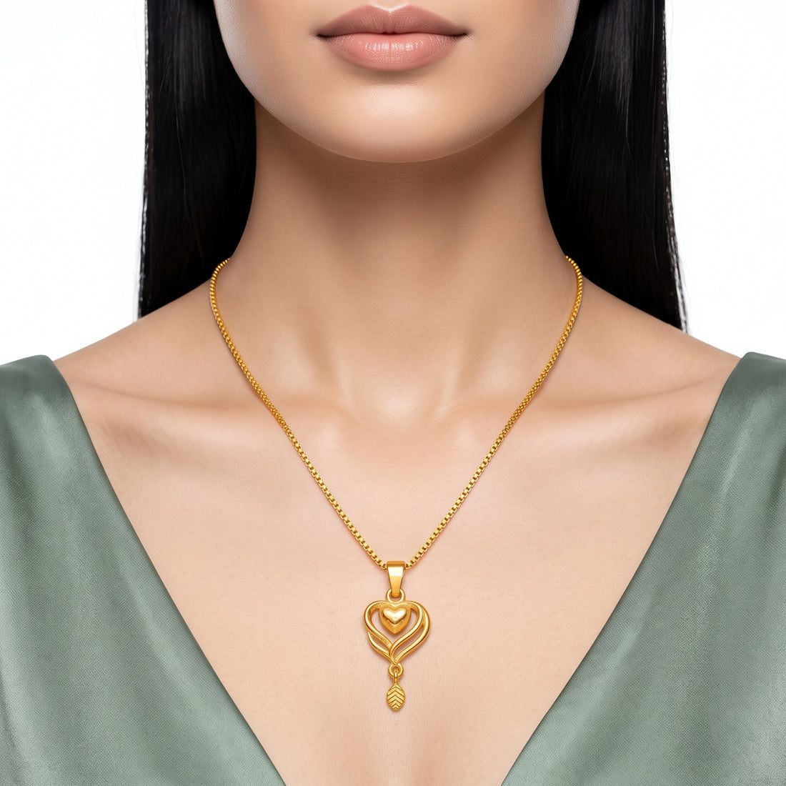 PRAO Necklace Anti-Tarnish Open Heart Chain