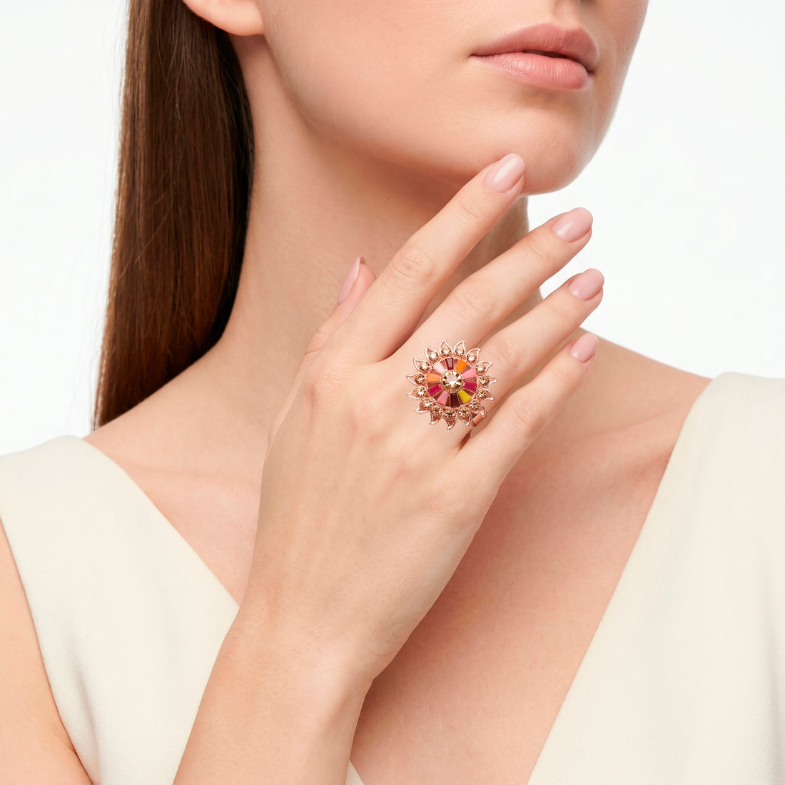 PRAO Ring Anti-Tarnish Baguette Sunburst (Adjustable Size)