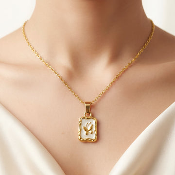 PRAO Necklace Anti-Tarnish White Enamel Butterfly Pendant
