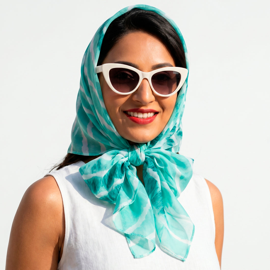 PRAO Stole Sea Green Printed Fabric (Free Size)