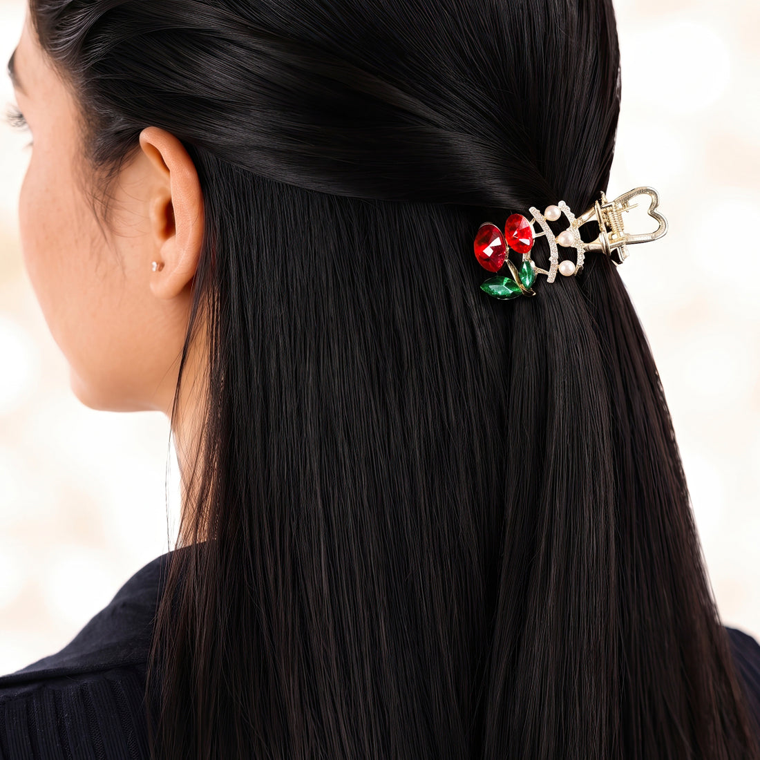 PRAO Hair Claw Clip Anti-Tarnish Cherry Pearl