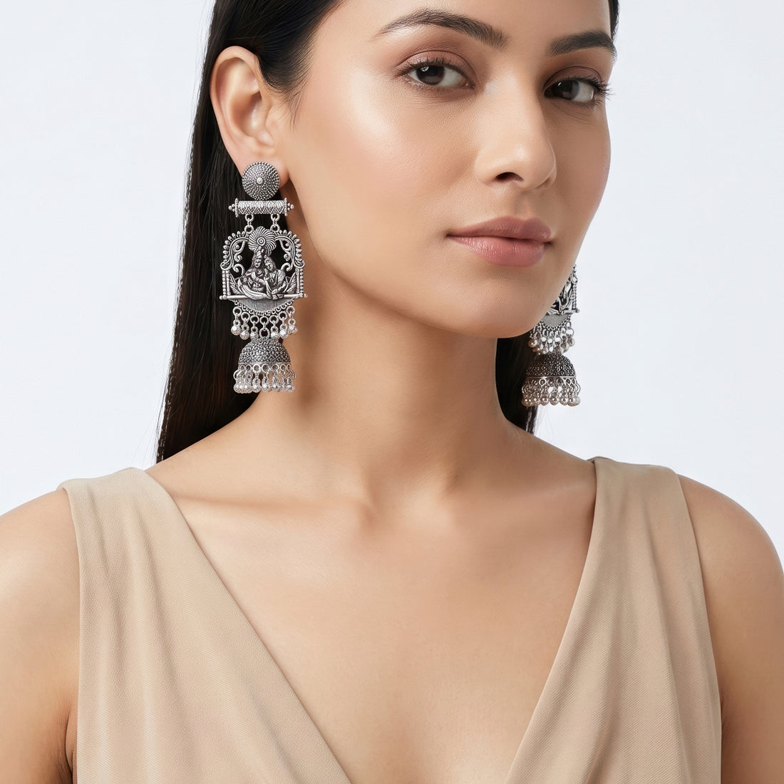PRAO Earrings Anti-Tarnish Radha Krishna Jhumka