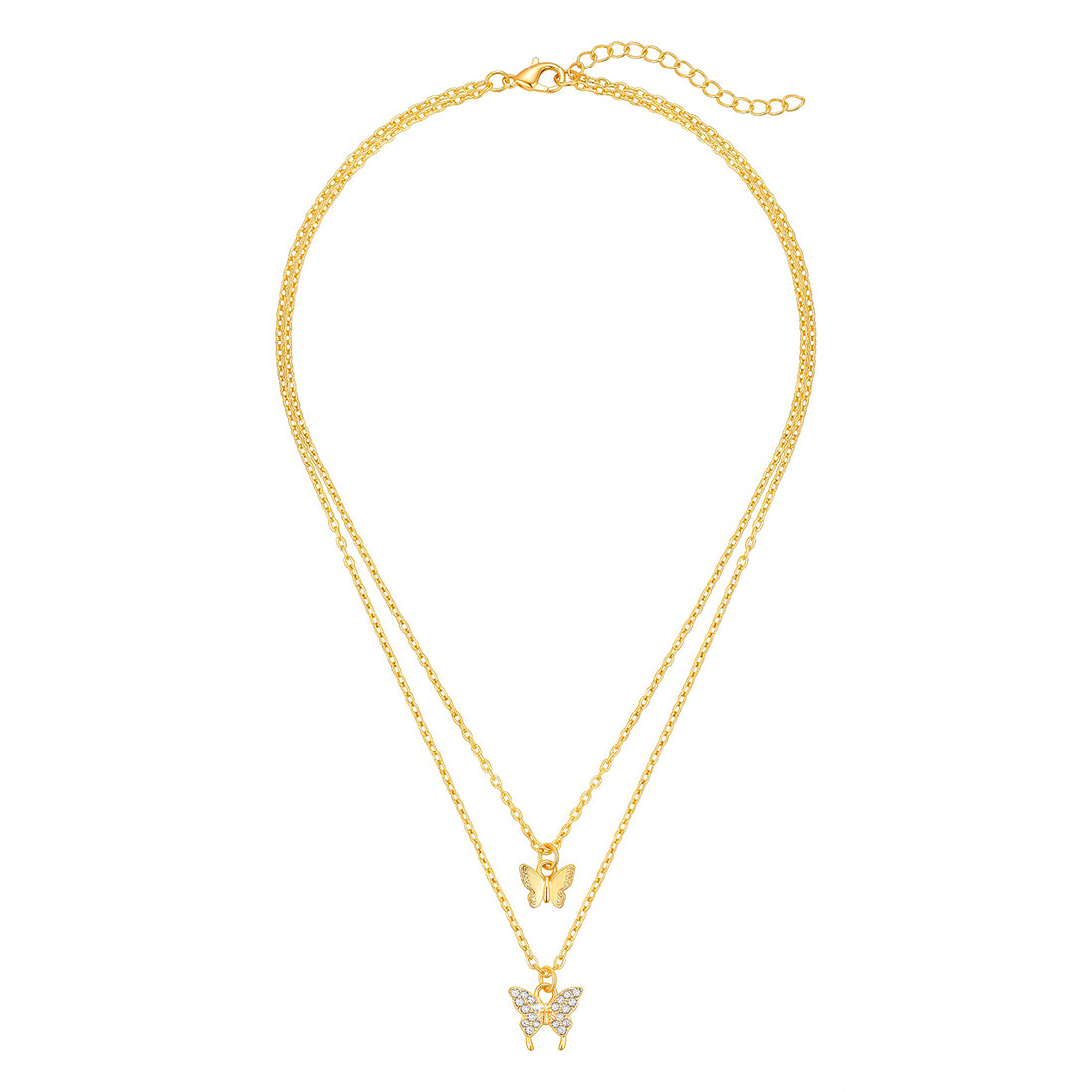 PRAO Necklace Anti-Tarnish Gold Plated Multilayered Butterflies