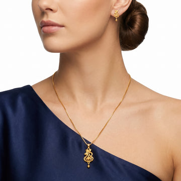 PRAO Necklace Anti-Tarnish Floral Teardrop Set With Earrings