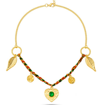 PRAO Necklace Anti-Tarnish Multicolor Cord with Feather Pendant