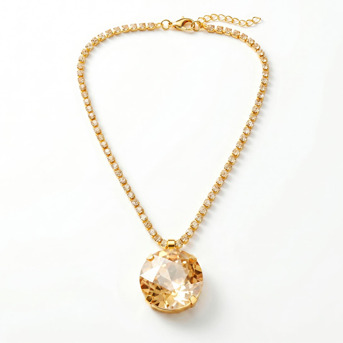PRAO Necklace Anti-Tarnish Champagne Crystal