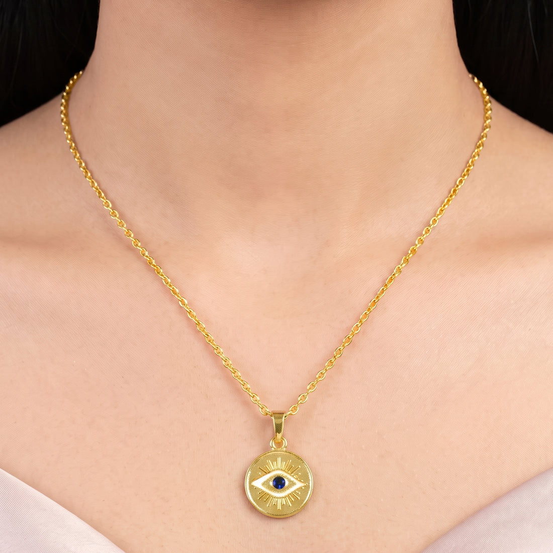 PRAO Necklace Anti-Tarnish Evil Eye Pendant Chain