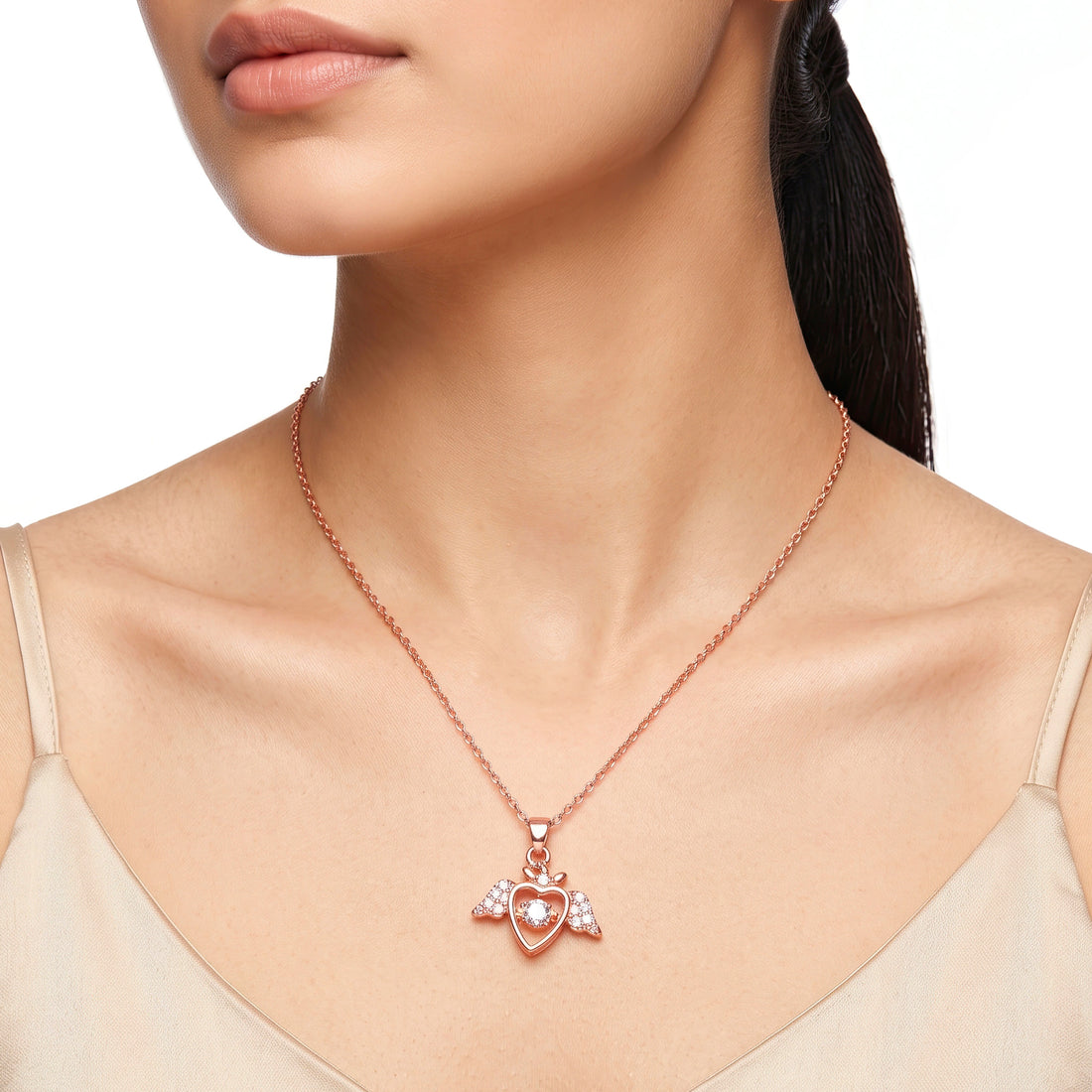 PRAO Necklace Anti-Tarnish Dancing Heart Pendant
