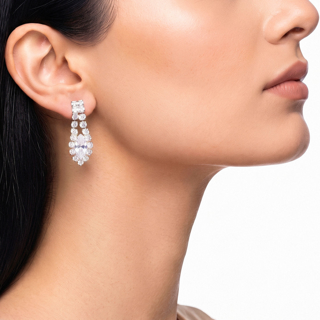 PRAO Earrings Anti-Tarnish Marquise Crystal Dangles