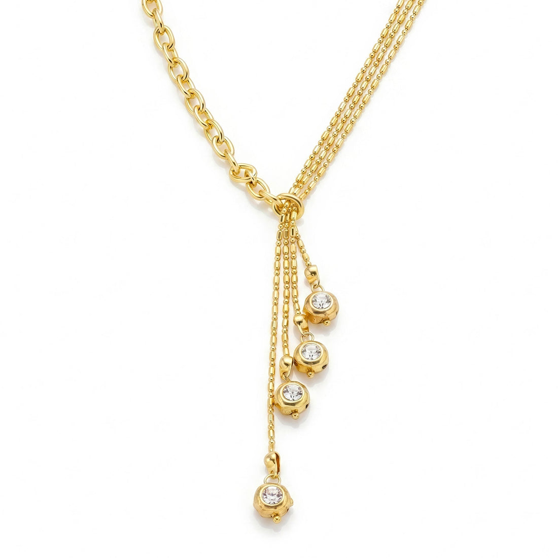 PRAO Necklace Anti-Tarnish Gold Plated Designer Set With Sparkling Crystals