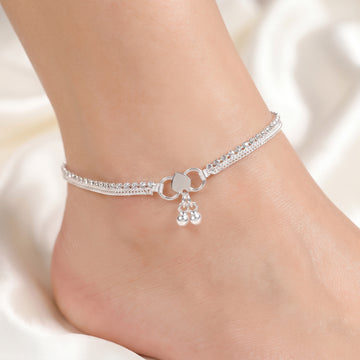 PRAO Anklet Anti-Tarnish Layered Heart Crystal