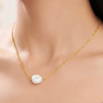 PRAO Necklace Anti-Tarnish Baroque Pearl