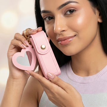 PRAO Keychain Soft Pink Lipstick Holder Mirror