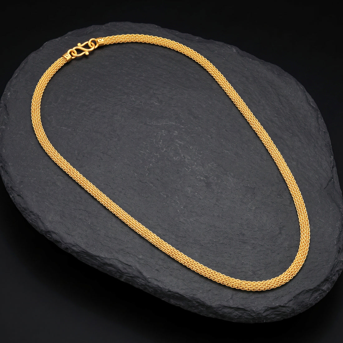 PRAO Necklace Anti-Tarnish Gold Plated Textured Cable Link Chain