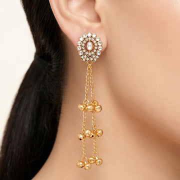 PRAO Earrings Anti-Tarnish Kashmiri Chain Ghungroo