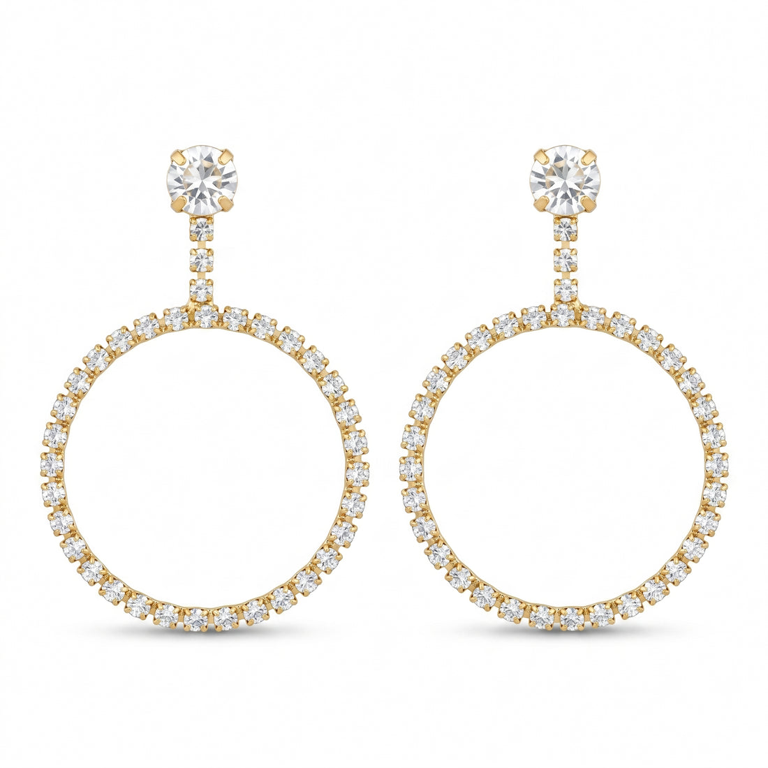 PRAO Earrings Anti-Tarnish Crystal-Encrusted Hoops