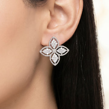 PRAO Earrings Anti-Tarnish Butterfly Pave Crystal Studs