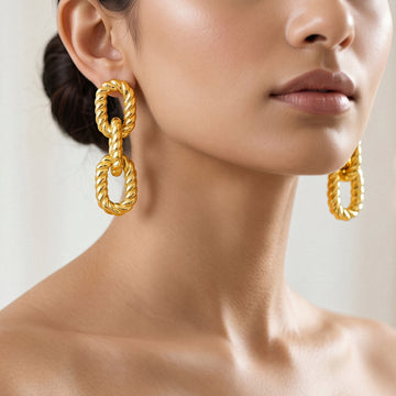 PRAO Earrings Twisted Link Dangles