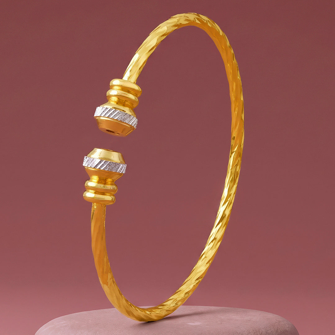 PRAO Bracelet Anti-Tarnish Diamond Cut Open Bangle (Adjustable Size)