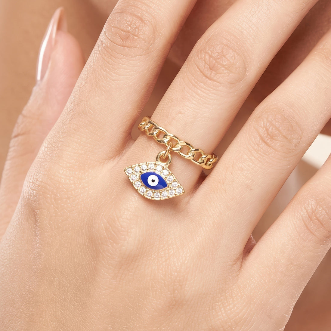 PRAO Ring Anti-Tarnish Evil Eye Charm (Adjustable Size)