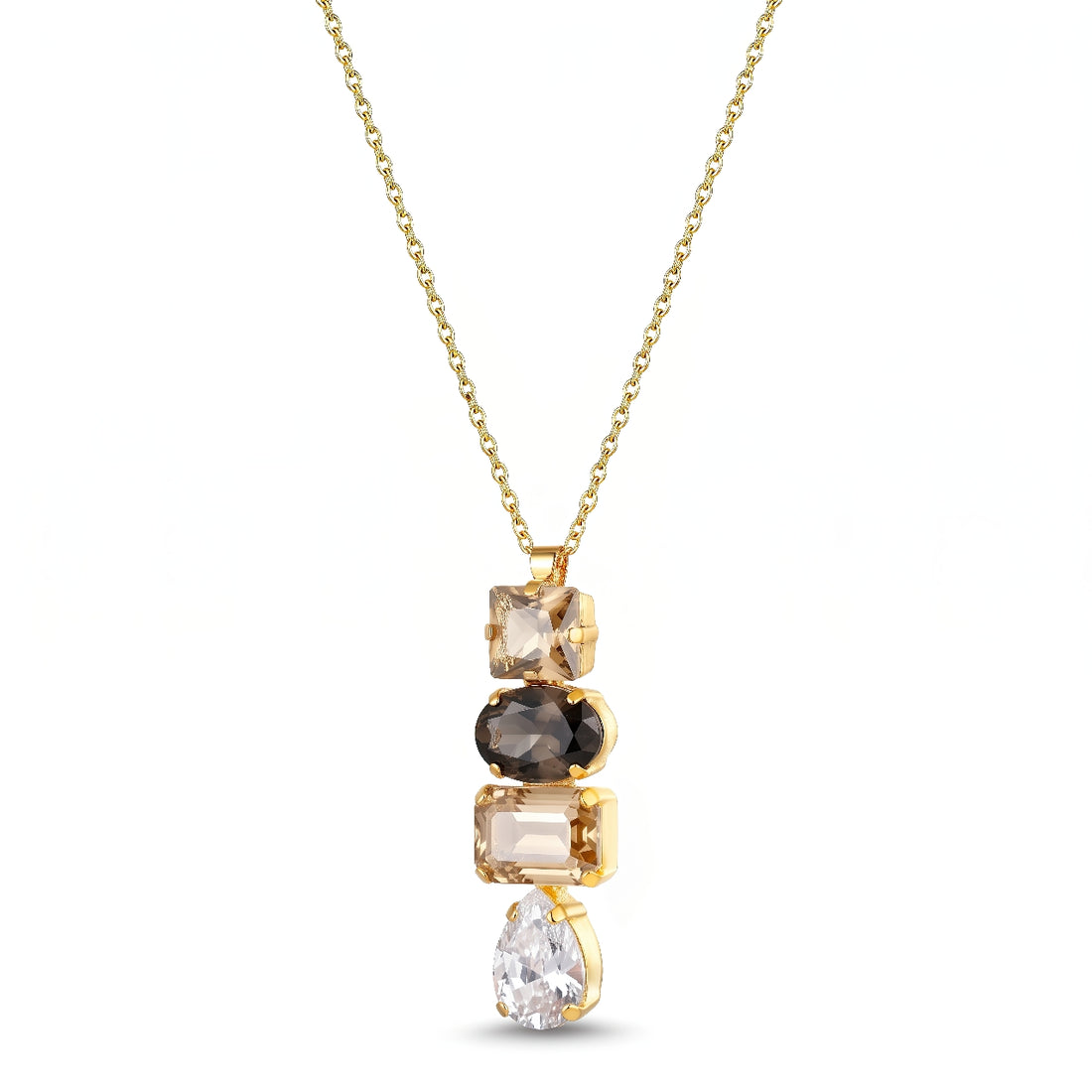 PRAO Necklace Anti-Tarnish Multishape Crystal Drop