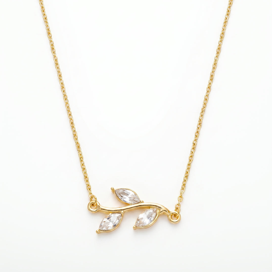 PRAO Necklace Anti-Tarnish Crystal Leaf Branch