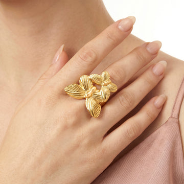 PRAO Ring Anti-Tarnish Double Butterfly Fine Line (Adjustable Size)